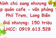 Chính chủ sang nhượng vị trí đẹp quán cafe - văn phòng tại Phố Trạm, Long Biên, 0919613528
