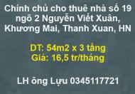 ✨Chính chủ cho thuê nhà số 19 ngõ 2 Nguyễn Viết Xuân, Khương Mai, Thanh Xuân; 16,5tr/th; 0345117721
